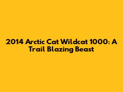 2014 Arctic Cat Wildcat 1000: A Trail Blazing Beast