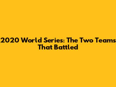 2020 World Series: The Two Teams That Battled