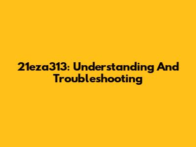 21eza313: Understanding And Troubleshooting