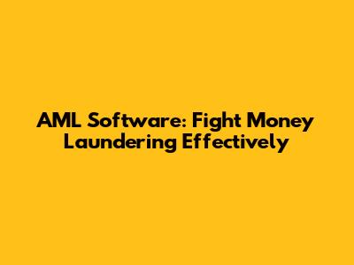 AML Software: Fight Money Laundering Effectively