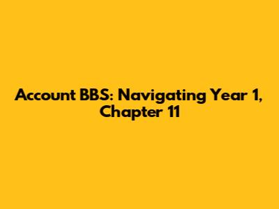 Account BBS: Navigating Year 1, Chapter 11
