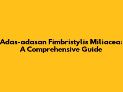Adas-adasan Fimbristylis Miliacea: A Comprehensive Guide