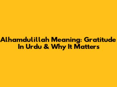 Alhamdulillah Meaning: Gratitude In Urdu & Why It Matters