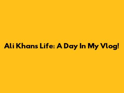 Ali Khan's Life: A Day In My Vlog!