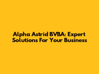 Alpha Astrid BVBA: Expert Solutions For Your Business