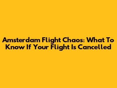 Amsterdam Flight Chaos: What To Know If Your Flight Is Cancelled