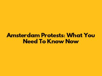 Amsterdam Protests: What You Need To Know Now