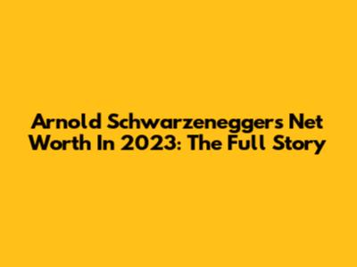 Arnold Schwarzenegger's Net Worth In 2023: The Full Story