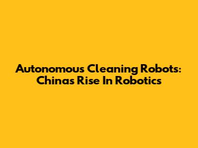 Autonomous Cleaning Robots: China's Rise In Robotics