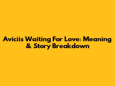 Avicii's 'Waiting For Love': Meaning & Story Breakdown