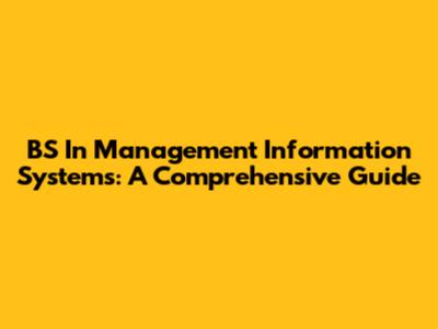 BS In Management Information Systems: A Comprehensive Guide