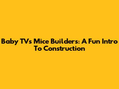 Baby TV's Mice Builders: A Fun Intro To Construction