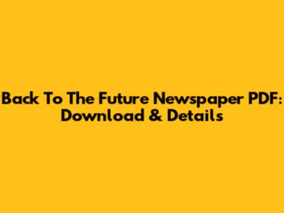 Back To The Future Newspaper PDF: Download & Details