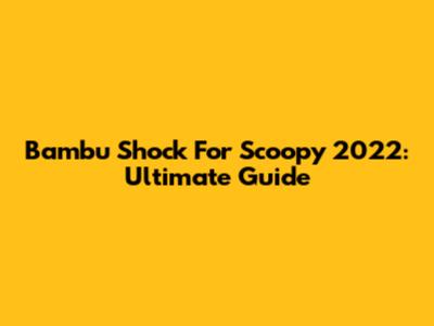 Bambu Shock For Scoopy 2022: Ultimate Guide