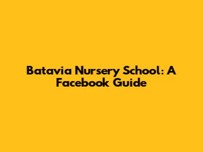 Batavia Nursery School: A Facebook Guide