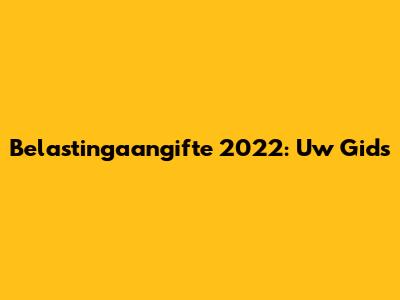 Belastingaangifte 2022: Uw Gids