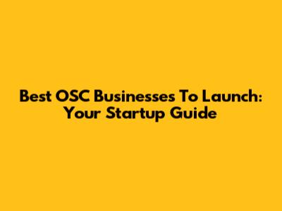 Best OSC Businesses To Launch: Your Startup Guide