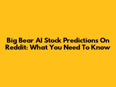Big Bear AI Stock Predictions On Reddit: What You Need To Know