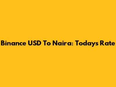 Binance USD To Naira: Today's Rate
