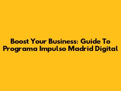 Boost Your Business: Guide To Programa Impulso Madrid Digital