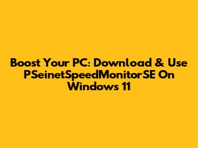 Boost Your PC: Download & Use PSeinetSpeedMonitorSE On Windows 11