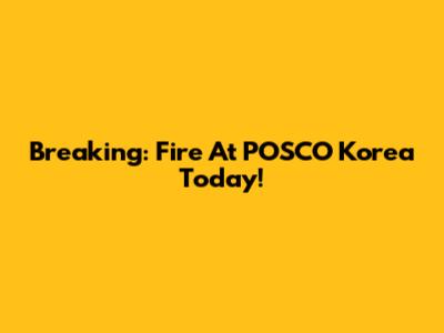 Breaking: Fire At POSCO Korea Today!