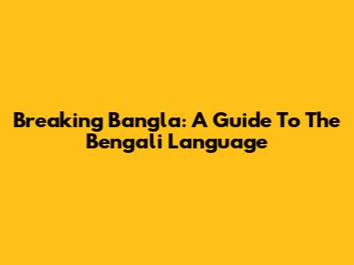 Breaking Bangla: A Guide To The Bengali Language