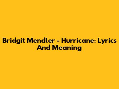 Bridgit Mendler - Hurricane: Lyrics And Meaning