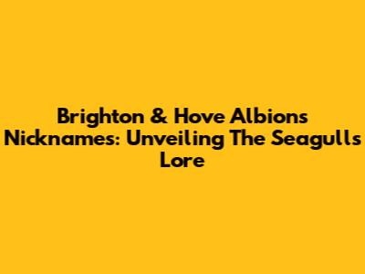 Brighton & Hove Albion's Nicknames: Unveiling The Seagulls' Lore