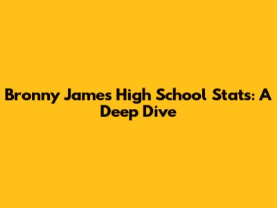 Bronny James High School Stats: A Deep Dive