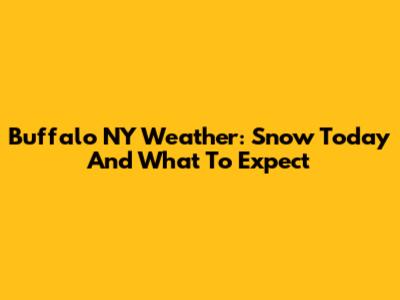 Buffalo NY Weather: Snow Today And What To Expect