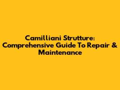 Camilliani Strutture: Comprehensive Guide To Repair & Maintenance