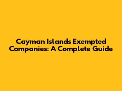 Cayman Islands Exempted Companies: A Complete Guide