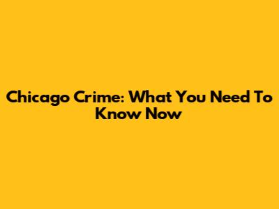 Chicago Crime: What You Need To Know Now