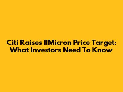 Citi Raises IIMicron Price Target: What Investors Need To Know