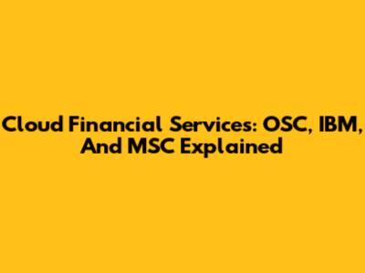 Cloud Financial Services: OSC, IBM, And MSC Explained