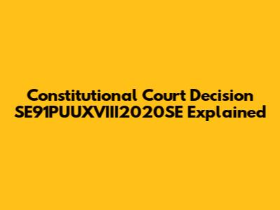 Constitutional Court Decision SE91PUUXVIII2020SE Explained
