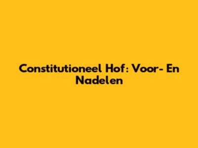 Constitutioneel Hof: Voor- En Nadelen