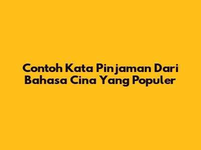 Contoh Kata Pinjaman Dari Bahasa Cina Yang Populer