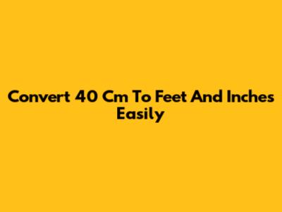 Convert 40 Cm To Feet And Inches Easily
