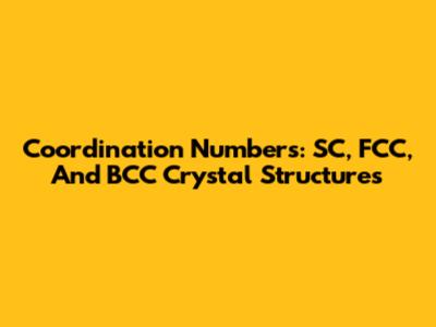 Coordination Numbers: SC, FCC, And BCC Crystal Structures