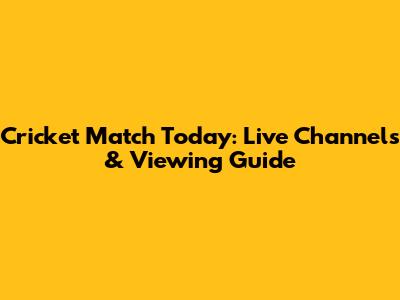 Cricket Match Today: Live Channels & Viewing Guide
