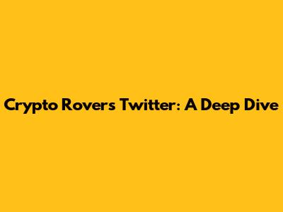 Crypto Rover's Twitter: A Deep Dive
