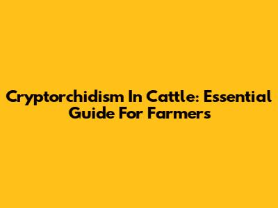 Cryptorchidism In Cattle: Essential Guide For Farmers