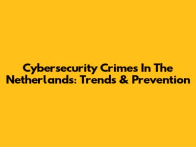 Cybersecurity Crimes In The Netherlands: Trends & Prevention