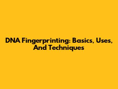 DNA Fingerprinting: Basics, Uses, And Techniques
