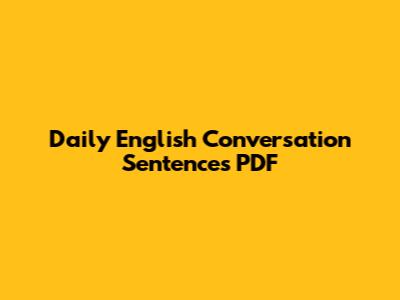 Daily English Conversation Sentences PDF