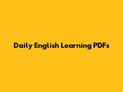 Daily English Learning PDFs
