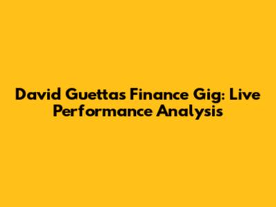 David Guetta's Finance Gig: Live Performance Analysis