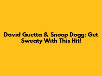 David Guetta & Snoop Dogg: Get Sweaty With This Hit!